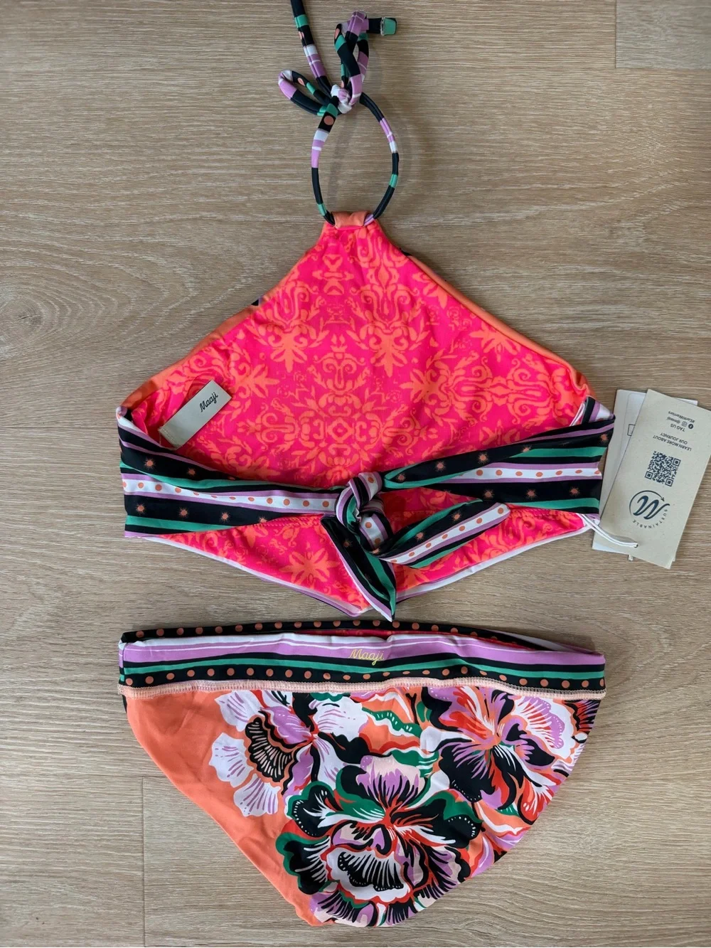 Maaji Rarity Reversible Coral Floral High-Neck Girls' Two-Piece Swim Set